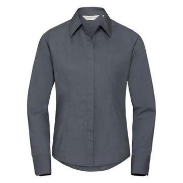 Collection Popelin Bluse Hemd, Langarm, pflegeleicht, tailliert