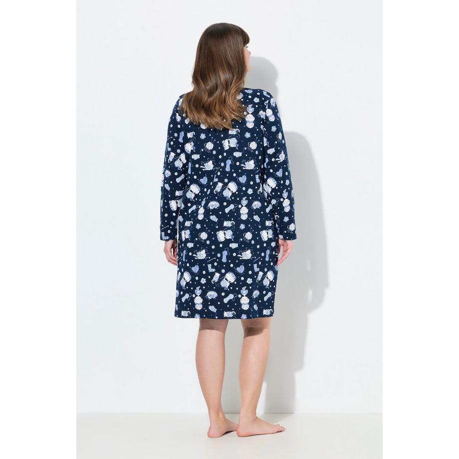 Ulla Popken Confezione Doppia Camicie da Notte Stampa Gatti Scollo Rotondo Maniche Lunghe  