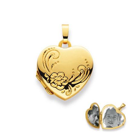 MUAU Schmuck  Anhänger Medaillon Herz Gelbgold 750, 23x18mm 