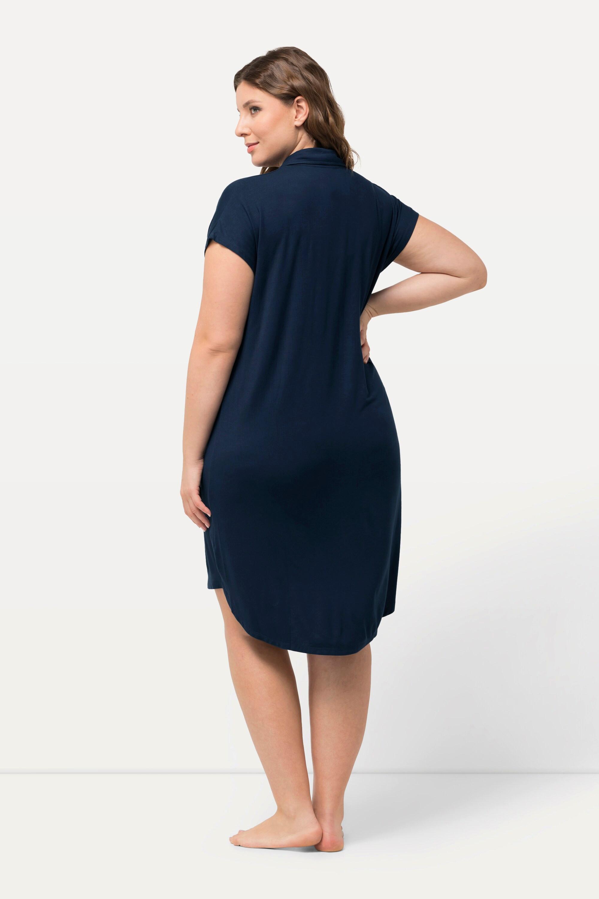 Ulla Popken Camicia da notte oversize collo a camicia scollo a V mezze maniche  