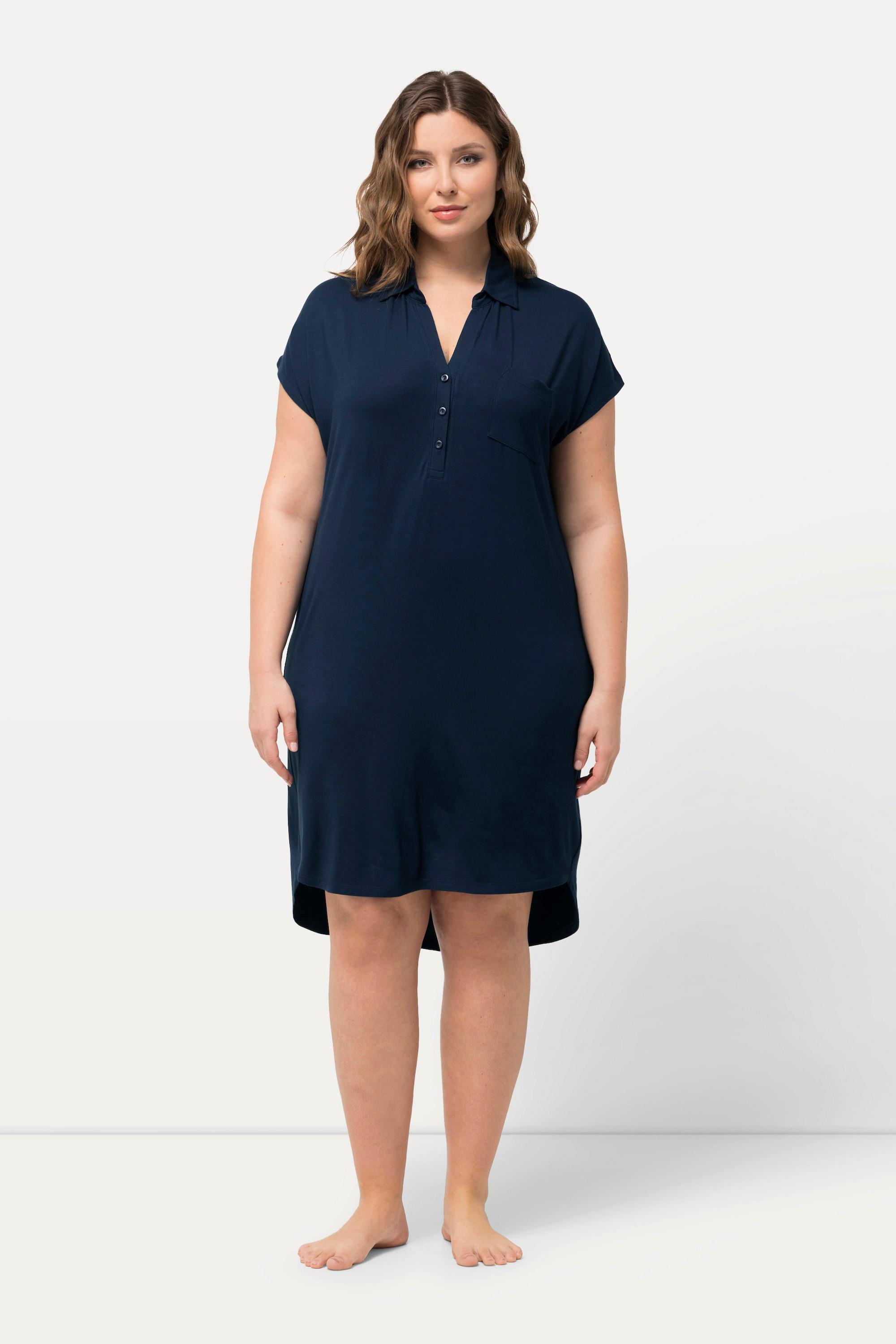 Ulla Popken Camicia da notte oversize collo a camicia scollo a V mezze maniche  
