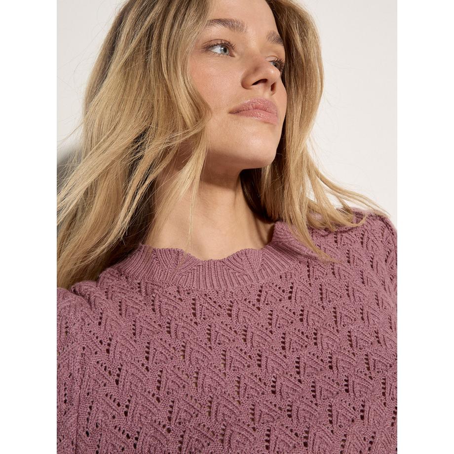 APRICOT Pull en maille pointelle festonnée  