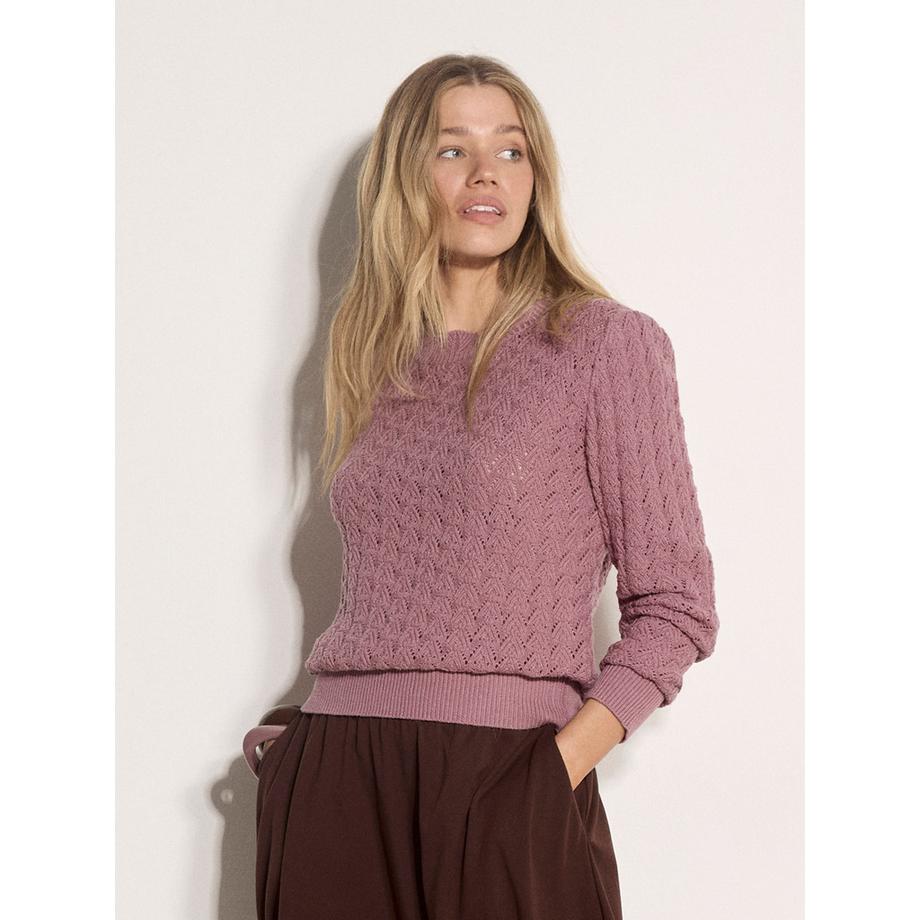 Pull en maille pointelle festonnée