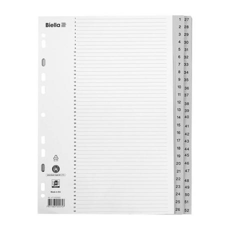 Biella  PP Register, Teilung 1-52 - x 10 