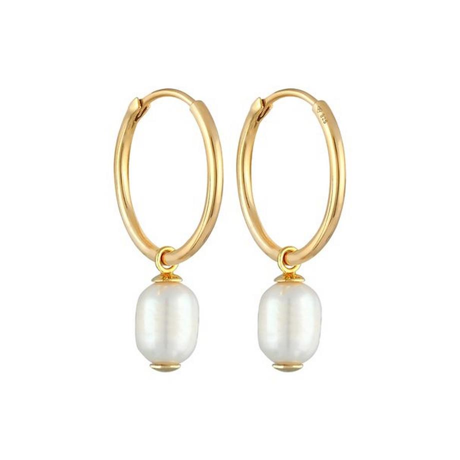 Elli  Boucles d'Oreilles Creoles Baroque Avec Perle D'eau Douce 