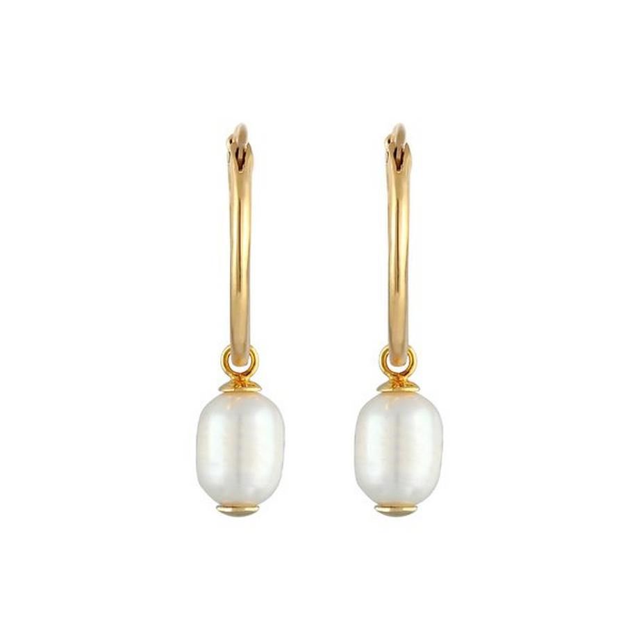 Elli  Boucles d'Oreilles Creoles Baroque Avec Perle D'eau Douce 