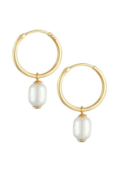 Elli  Ohrringe Creolen Barock Süßwasserperle 