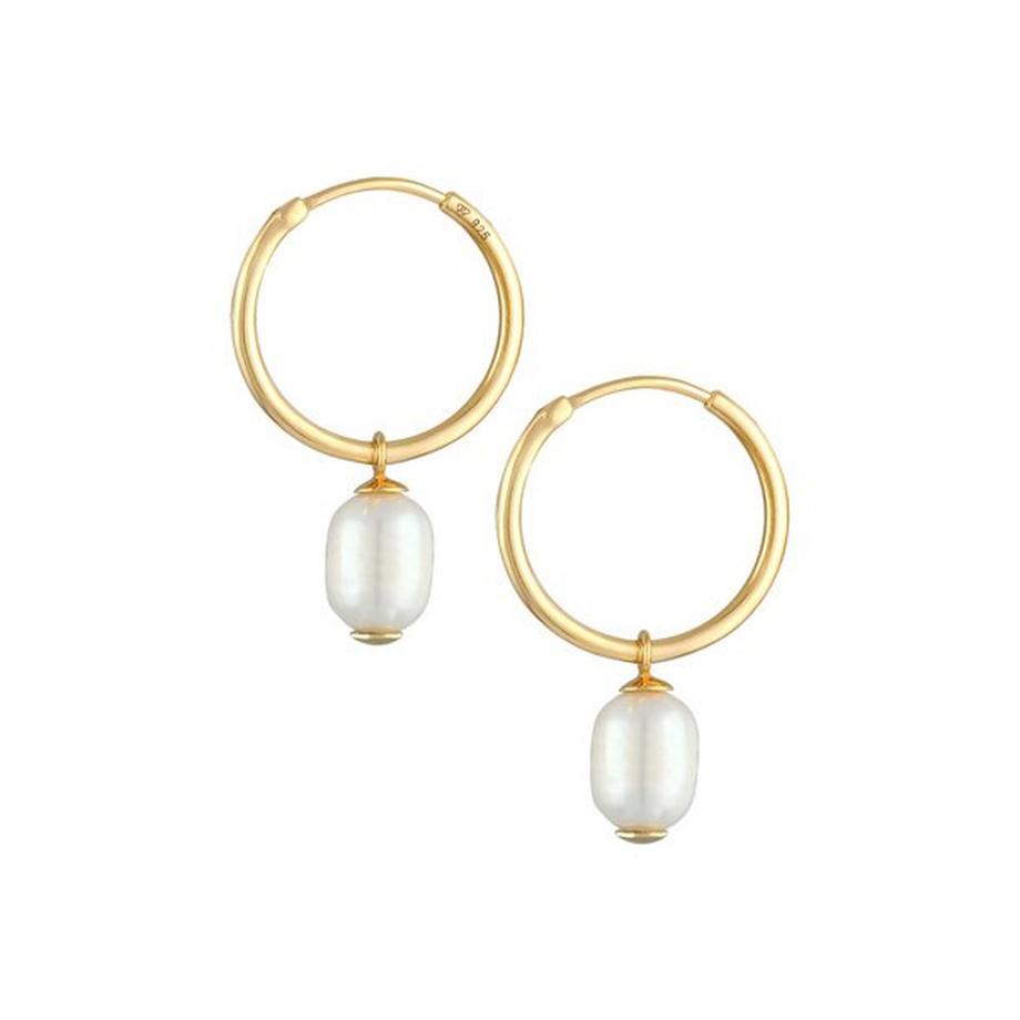 Elli  Boucles d'Oreilles Creoles Baroque Avec Perle D'eau Douce 