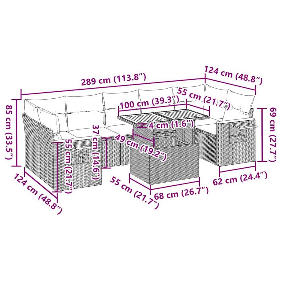 VidaXL Gartensofa set poly-rattan  