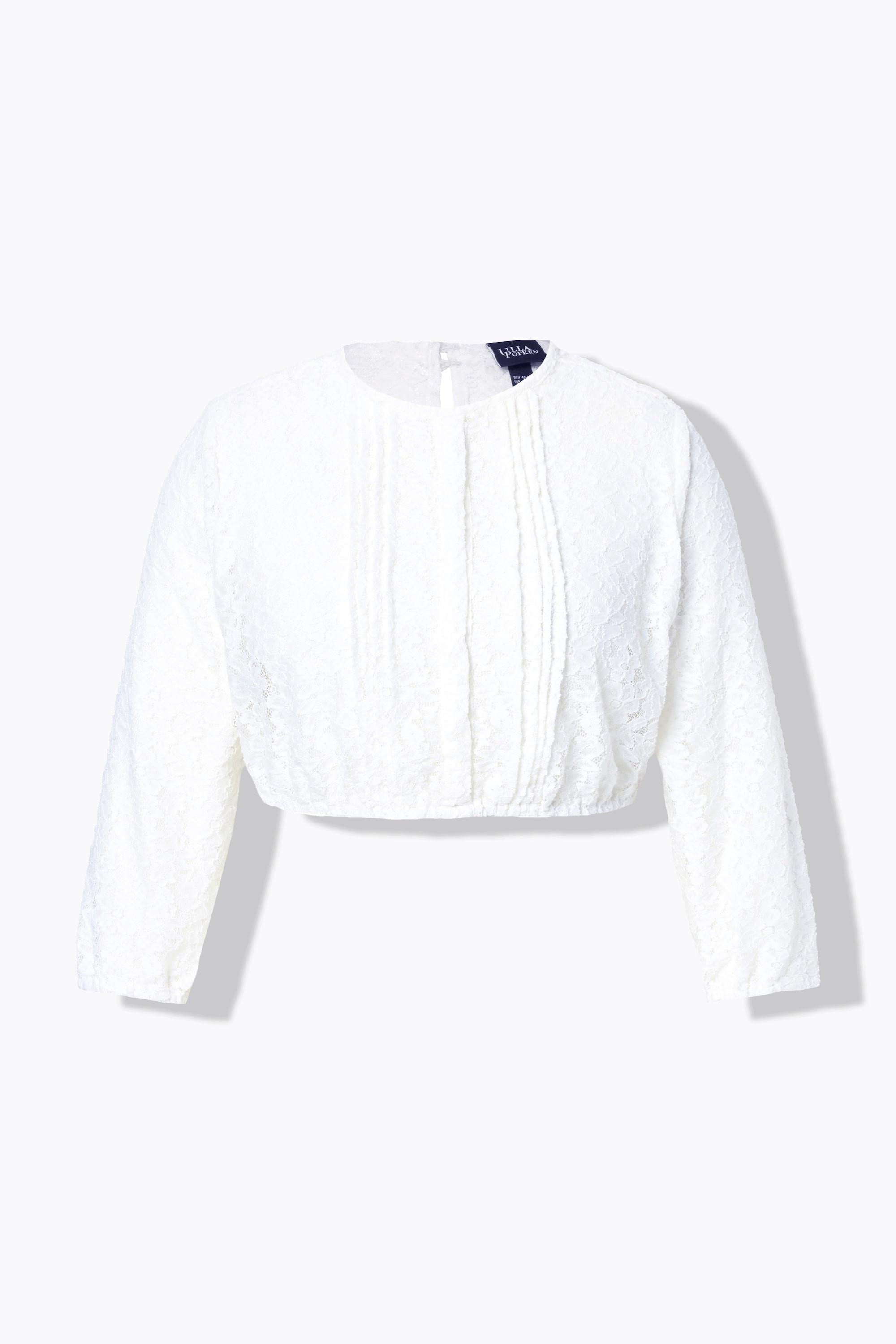 Ulla Popken Camicetta Dirndl pizzo elastico scollo rotondo maniche 3/4  