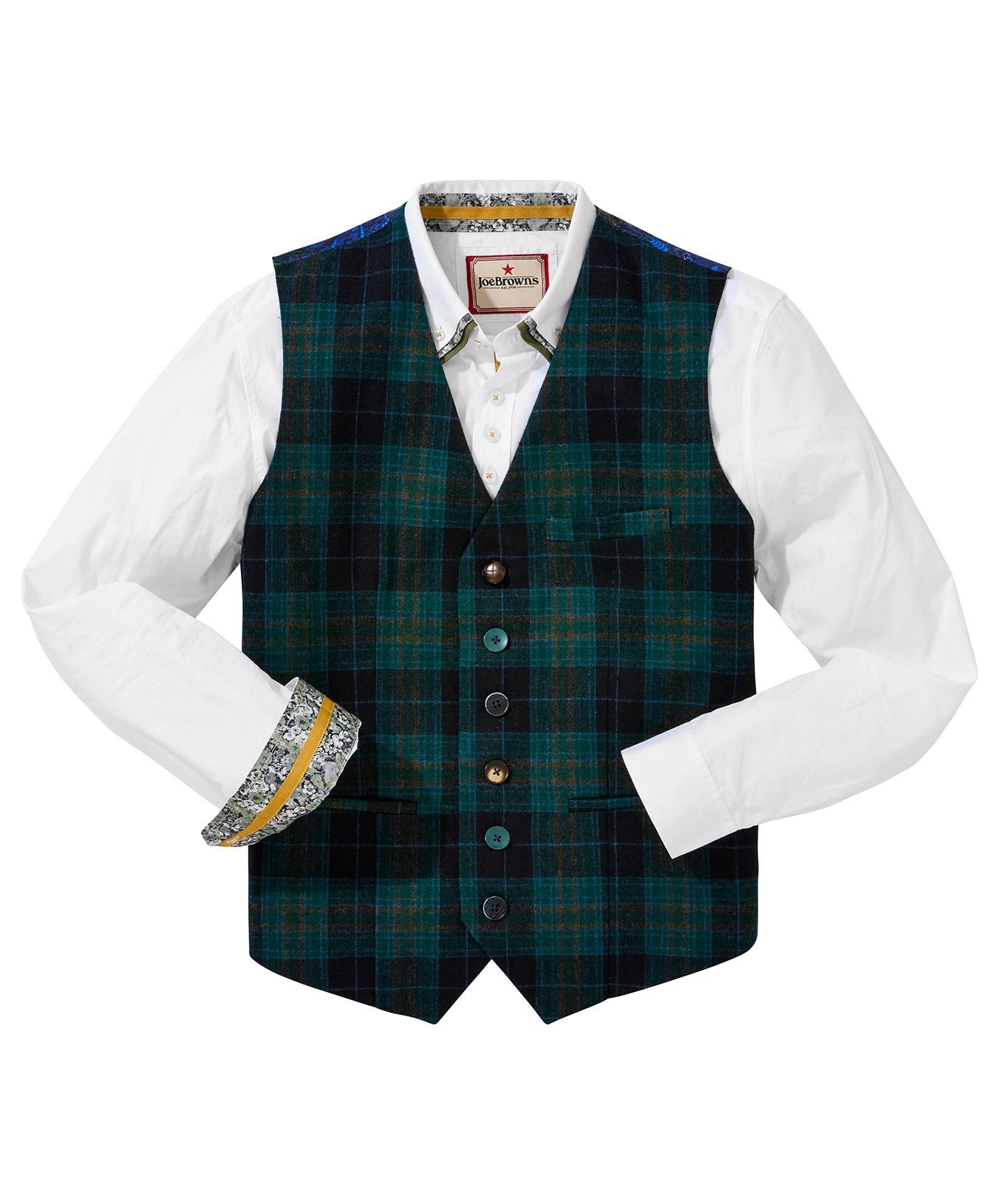 Joe Browns Karo Weste mit Kontrastknöpfen Regular Fit  