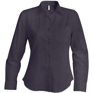 Kariban Damen Langarm Popeline Bluse  