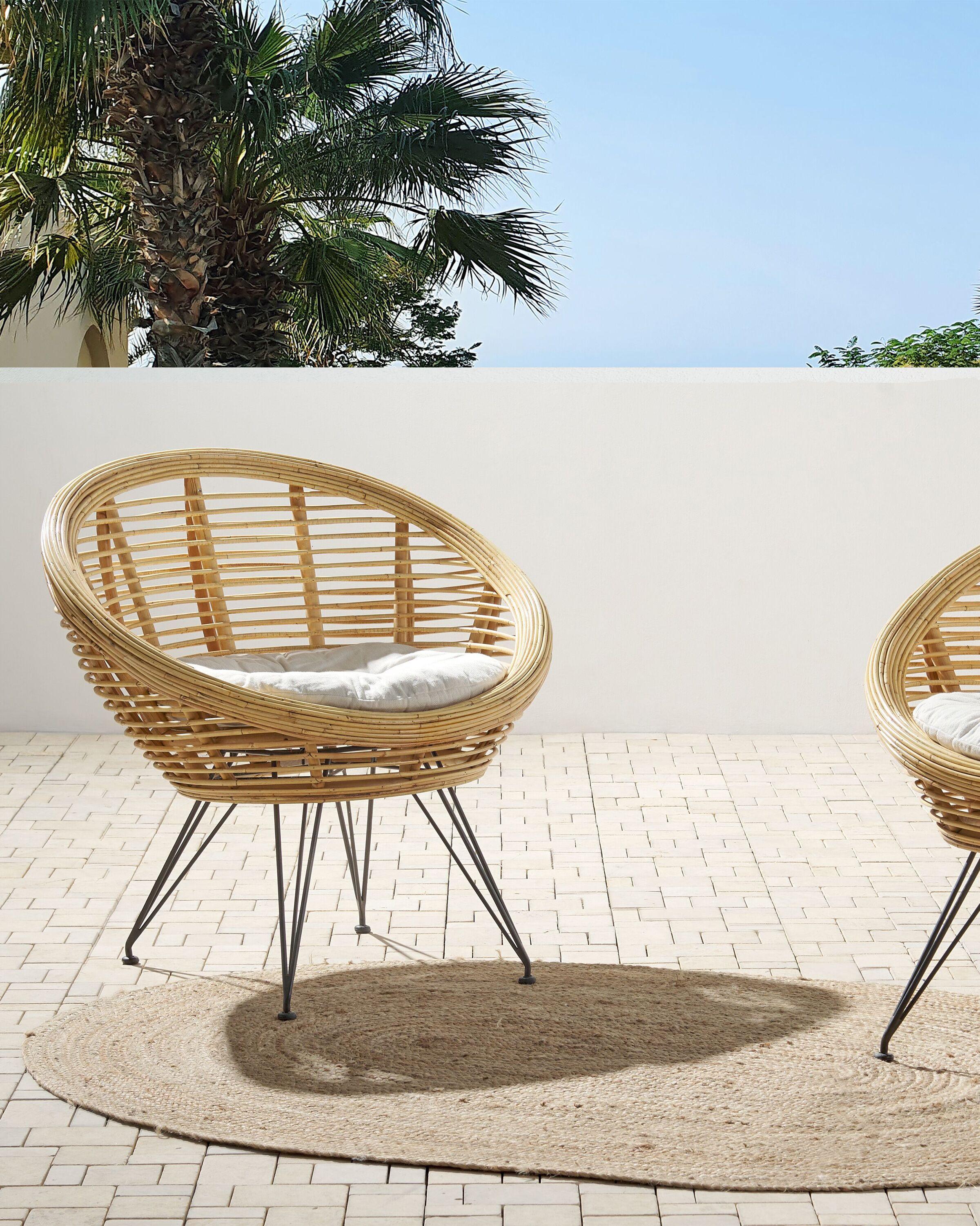 Beliani Set di 2 sedie da giardino con cuscini en Rattan Boho MARATEA  