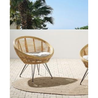 Beliani Set di 2 sedie da giardino con cuscini en Rattan Boho MARATEA  