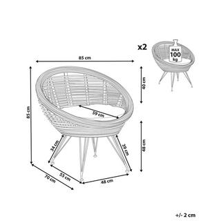 Beliani Set mit 2 Stühlen aus Rattan Boho MARATEA  