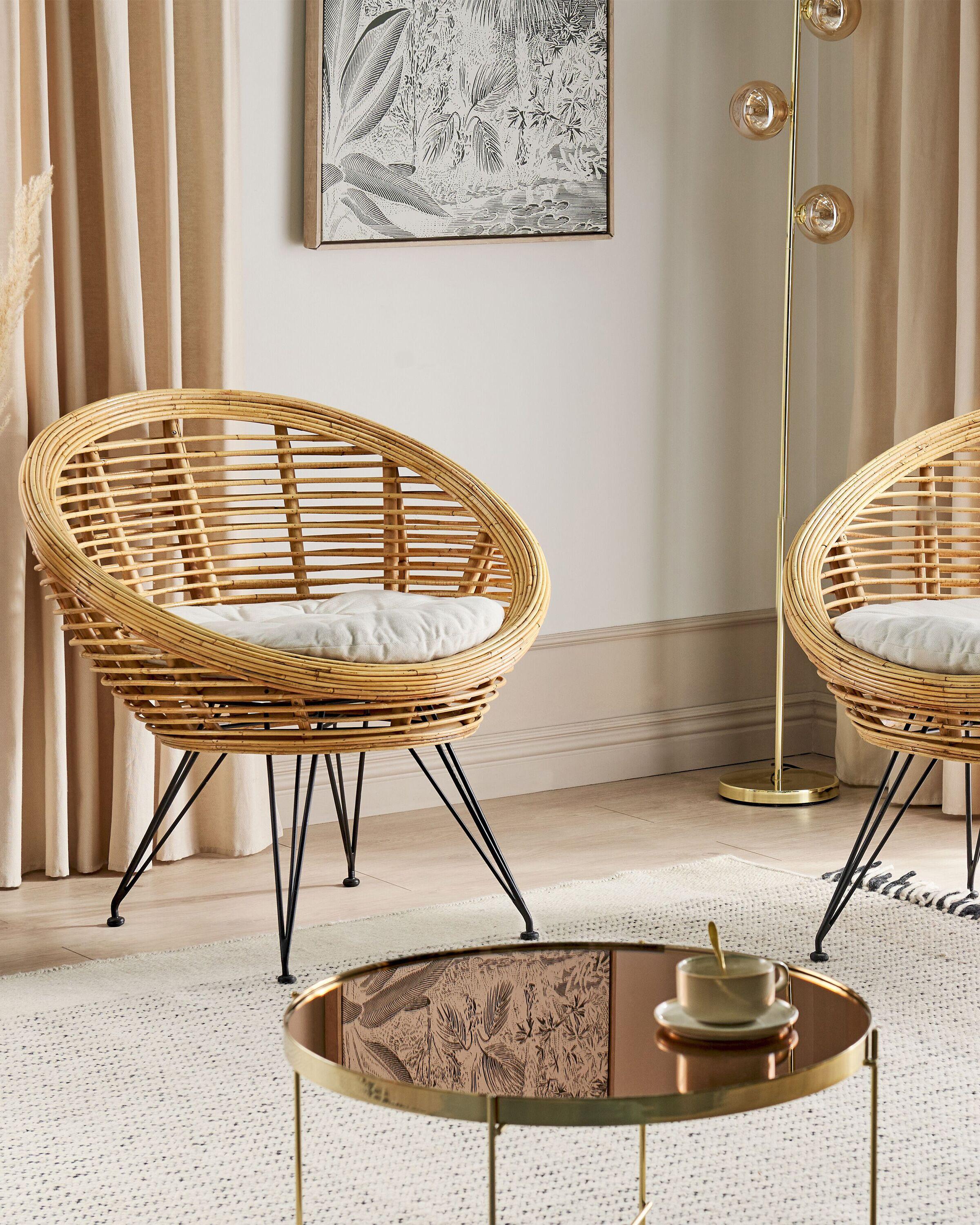 Beliani Set di 2 sedie da giardino con cuscini en Rattan Boho MARATEA  