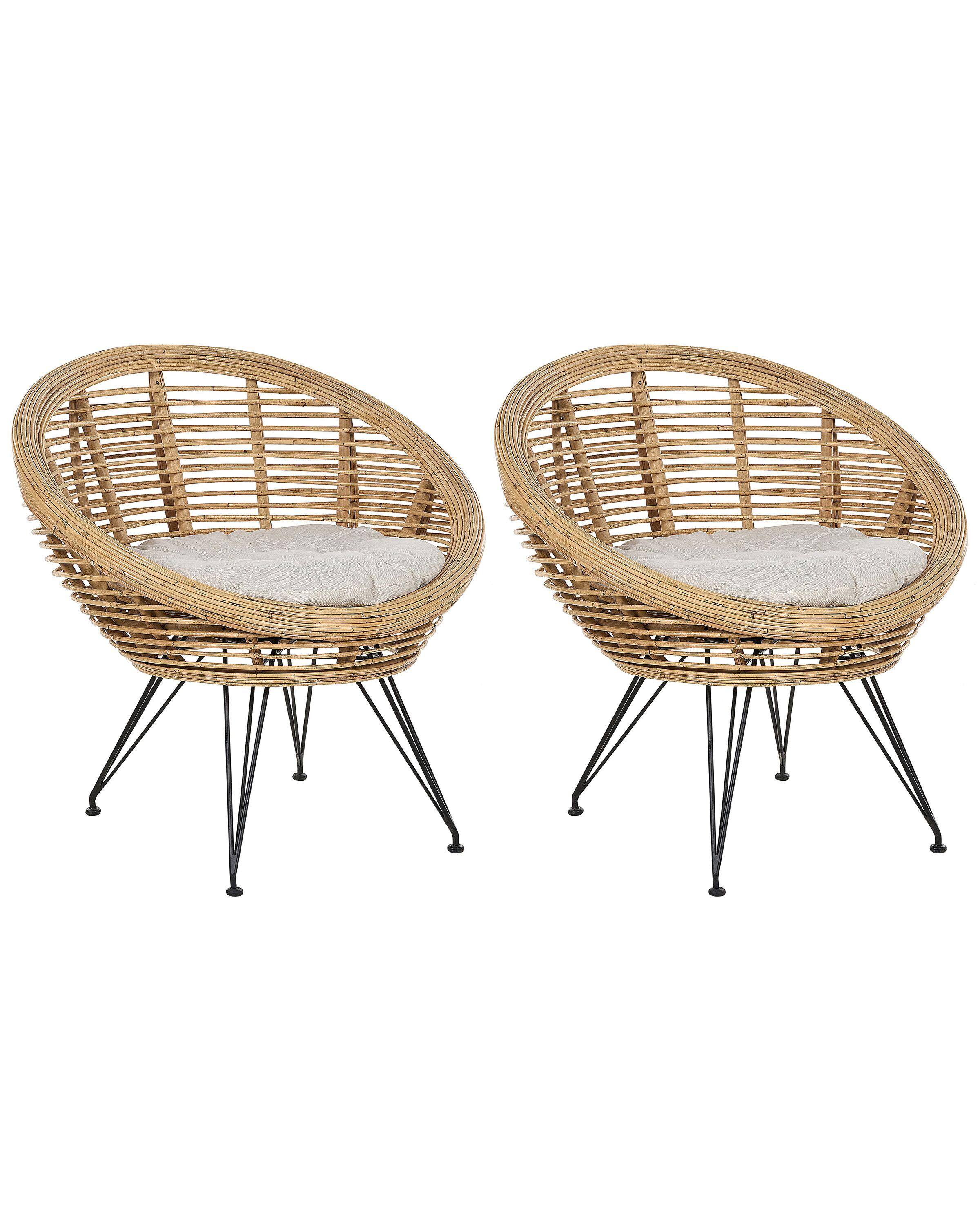 Beliani Set mit 2 Stühlen aus Rattan Boho MARATEA  