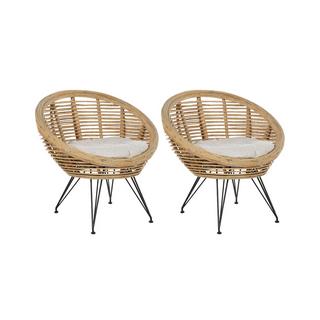 Beliani Set di 2 sedie da giardino con cuscini en Rattan Boho MARATEA  