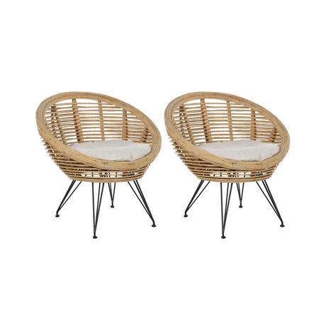 Beliani Set di 2 sedie da giardino con cuscini en Rattan Boho MARATEA  