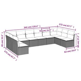 VidaXL Ensemble de canapés de jardin rotin synthétique  