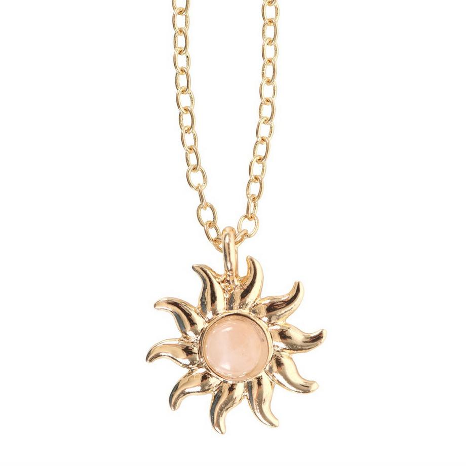 Something Different  Celestial Quarzo Rosa Il Sole Collana E Carta 
