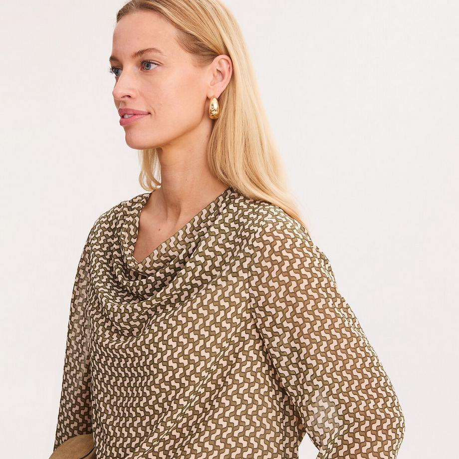 La Redoute Collections Blouse col bénitier imprimé graphique manches longues  