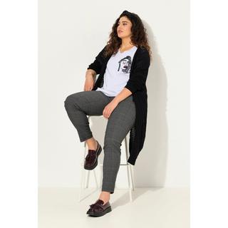 Ulla Popken T-shirt Classique Brodé Col V Manches Courtes  