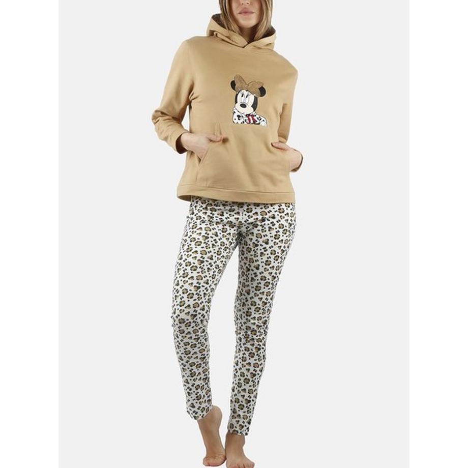 Pyjama Outfit Hose Top mit Kapuze Minnie Leopardo Disney
