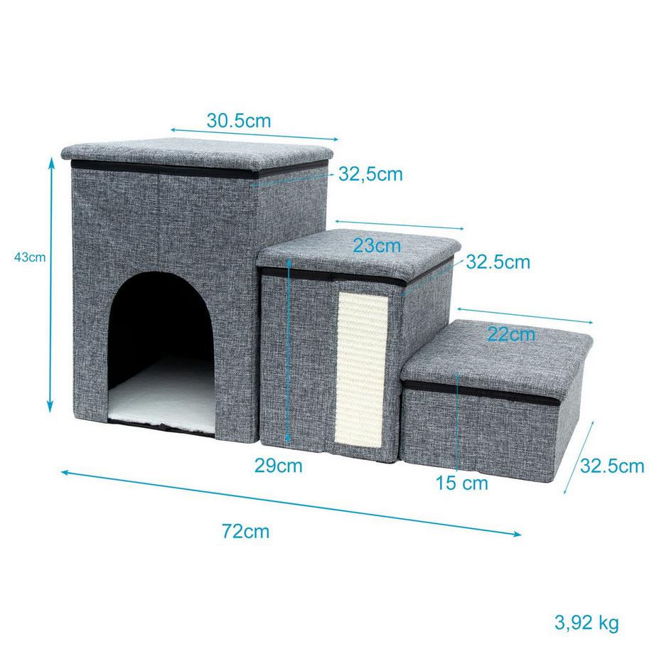 Intirilife  Faltbare Hundetreppe Spielzeug mit Stauraum 