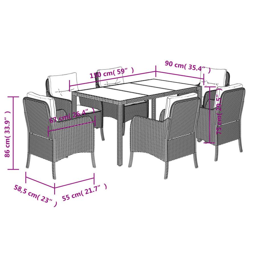 VidaXL Garten essgruppe poly-rattan  