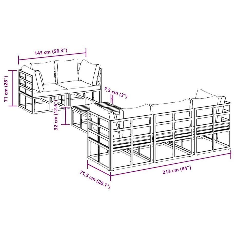 VidaXL Outdoor-sofagarnitur aluminium  