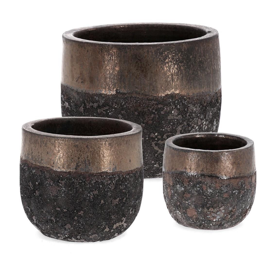 mutoni Pot de fleurs Duyen bas rusty rond (set de 3)  