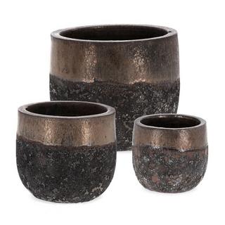 mutoni Pot de fleurs Duyen bas rusty rond (set de 3)  