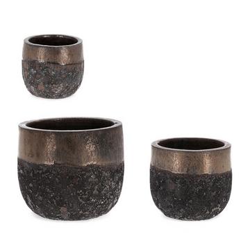 Pot de fleurs Duyen bas rusty rond (set de 3)