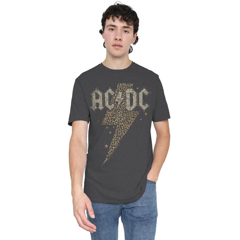 AC/DC T-Shirt con Fulmine Stampa Leopardo  