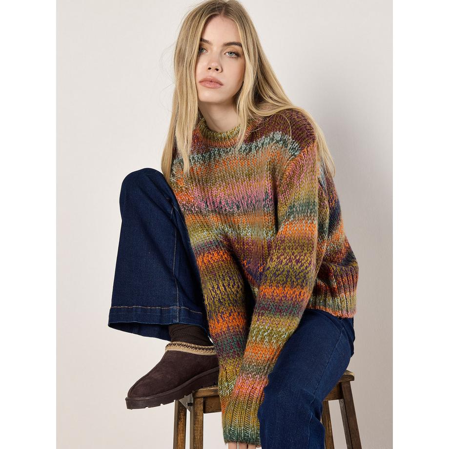 APRICOT Oversized Strickpullover mit tonalen Streifen  