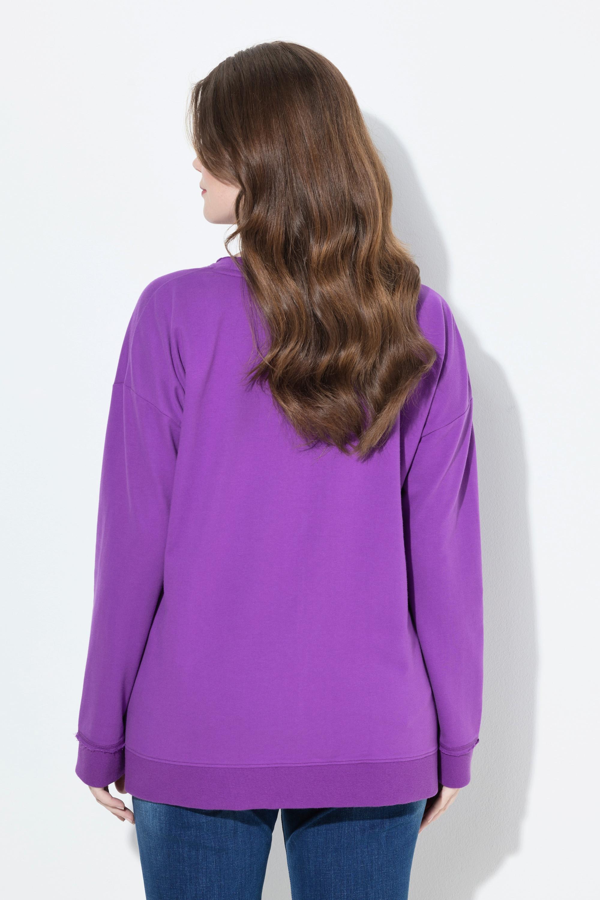 Ulla Popken Sweat-shirt Oversize Manches Longues Col Rond avec Message  