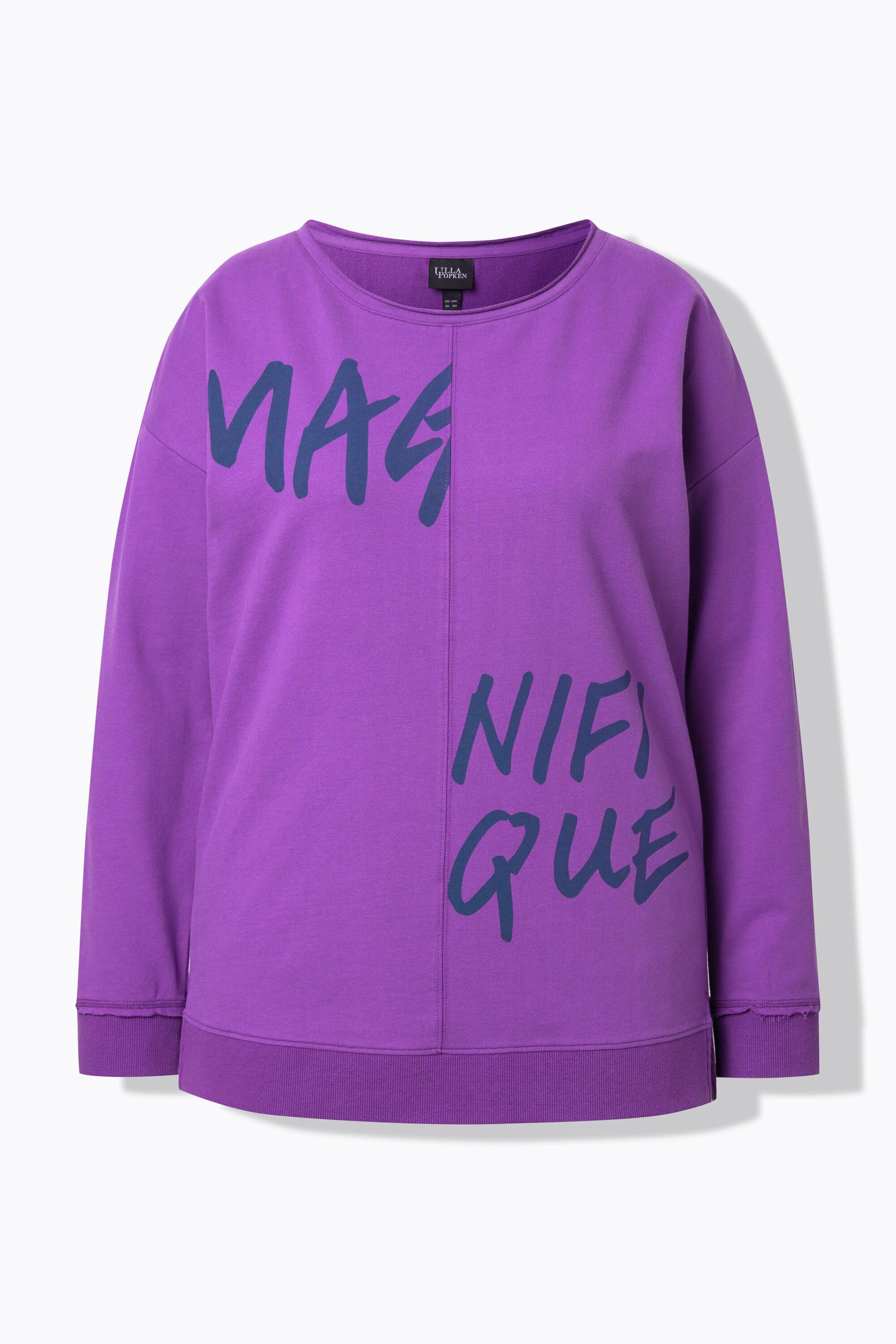 Ulla Popken Sweat-shirt Oversize Manches Longues Col Rond avec Message  