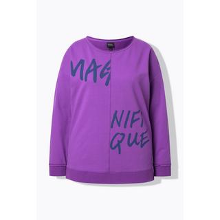 Ulla Popken Sweat-shirt Oversize Manches Longues Col Rond avec Message  