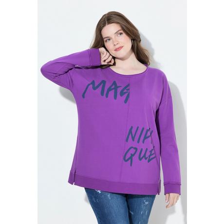 Ulla Popken Sweat-shirt Oversize Manches Longues Col Rond avec Message  