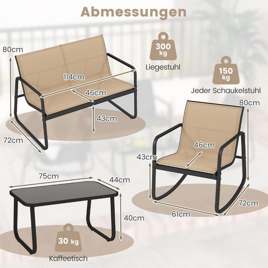 Northix Set altalena da patio da 4 pezzi  