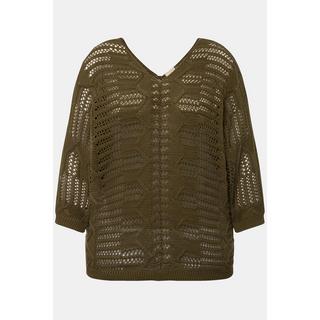 Ulla Popken Pull Ajour Col V Manches 3/4  