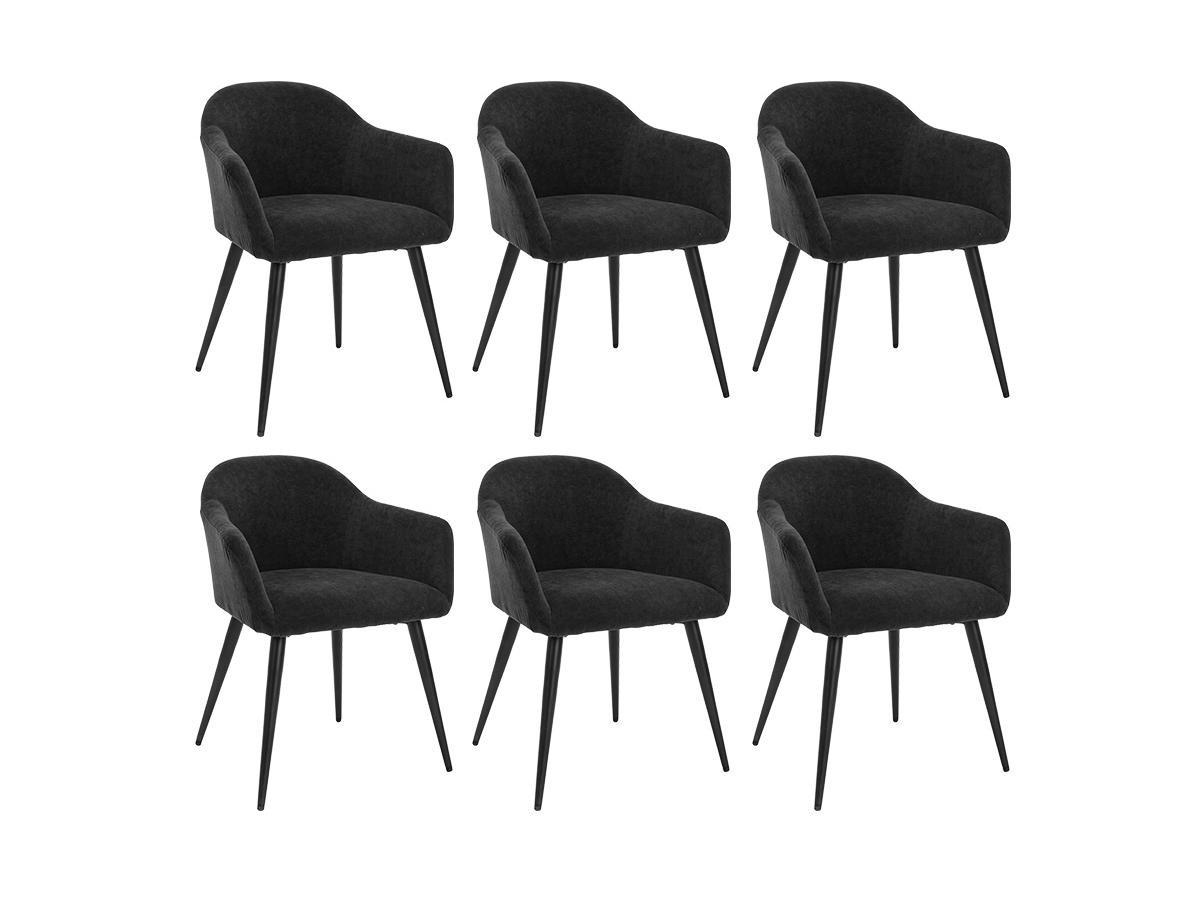 Vente-unique Lot de 6 chaises BIBO avec accoudoirs Effet velours métal  