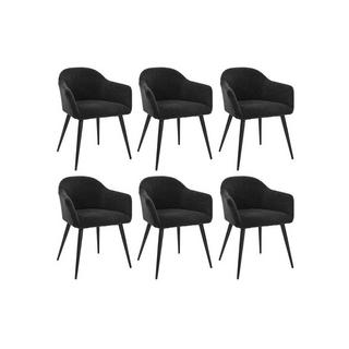 Vente-unique Lot de 6 chaises BIBO avec accoudoirs Effet velours métal  