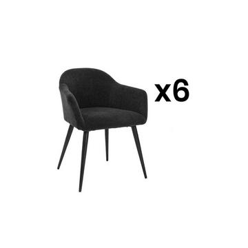 Lot de 6 chaises BIBO avec accoudoirs Effet velours métal