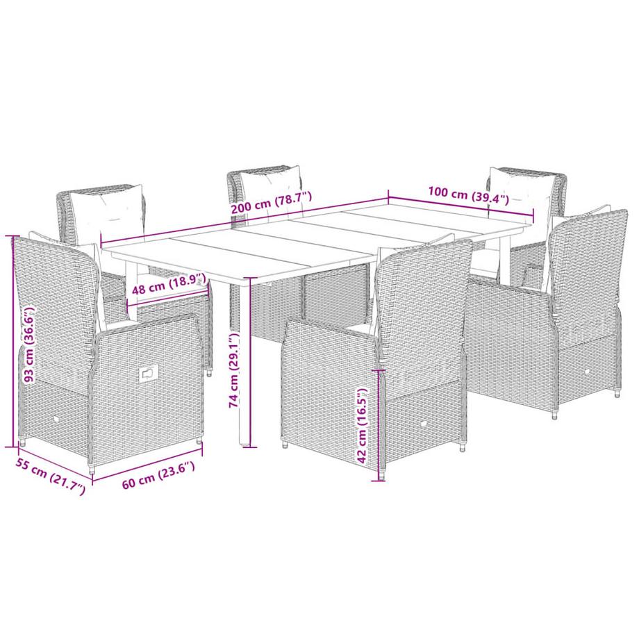 VidaXL Garten essgruppe poly-rattan  
