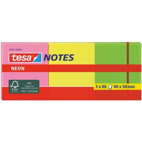 Tesa TESA Neon Notes 40x50mm 560010000 3 Farben ass. 3x80 Blatt  