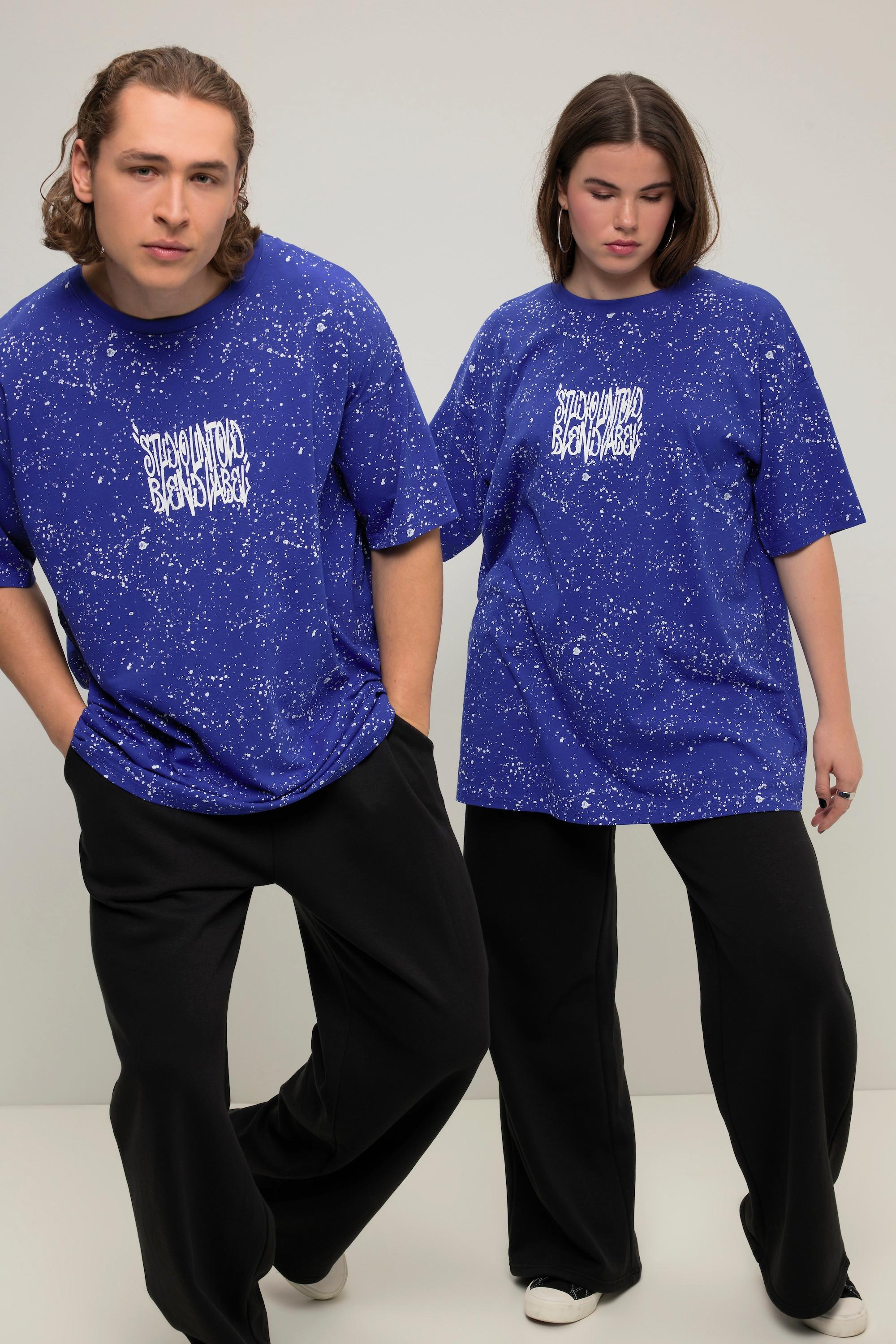 Studio Untold Oversized Sprenkel Rücken Print Rundhals Halbarm Unisex T-Shirt  