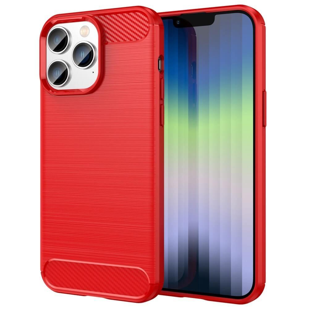 Cover-Discount  iPhone 14 Pro - Cover look metallo carbon rosso 