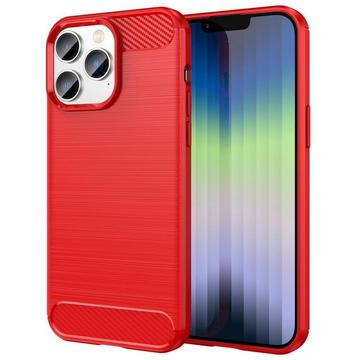 iPhone 14 Pro - Coque métal look carbone rouge
